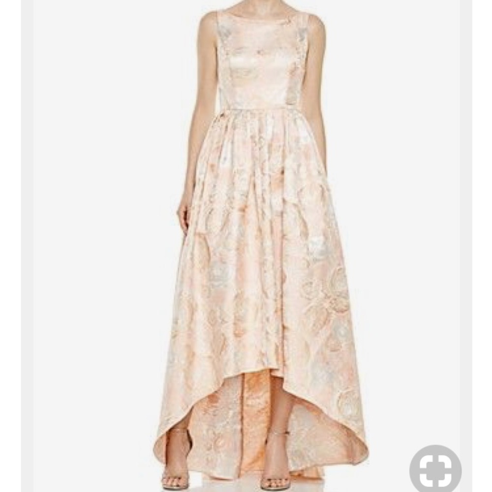 High to Low Floral Print Evening Gown